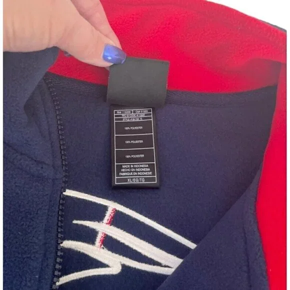 NFL Team Apparel Reebok Men's Sz XL Blue Patriots Fleece Pullover Jacket - Picture 6 of 8